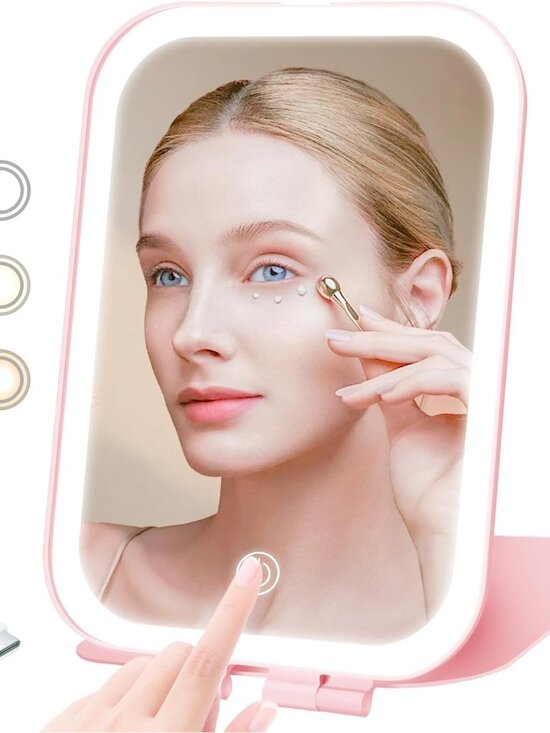 Accessories - Travel Makeup Mirror, Portable Mirror with 3 Adjustable Light Settings, USB-Rech